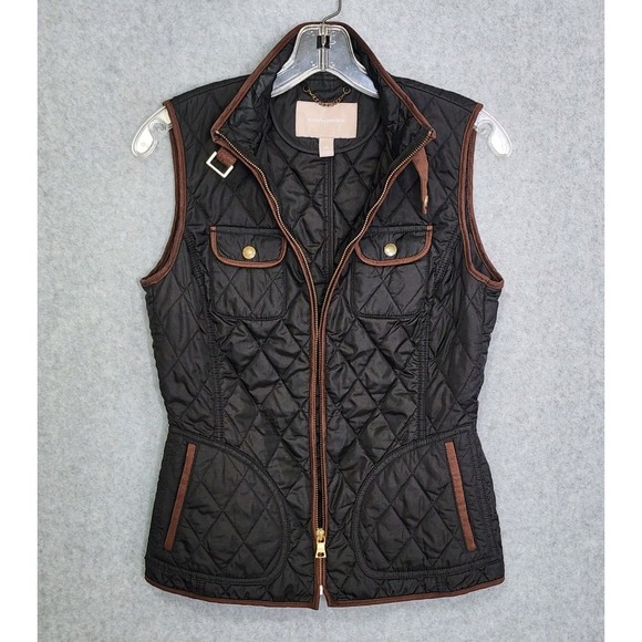 Banana Republic Womens‎ Quilted Field Vest Black Brown Size XS Puffer Vest - Picture 2 of 11